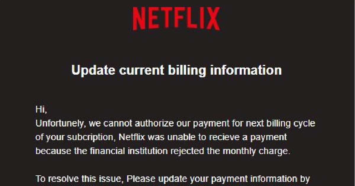 netflix phishing email