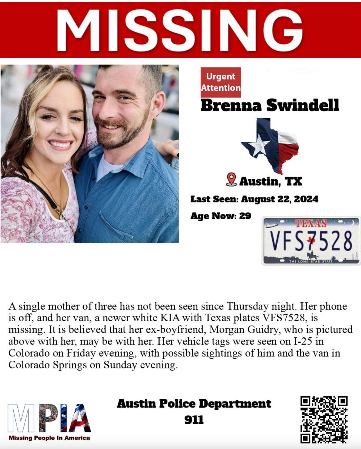 Greg Swindell daughter Brenna Swindell missing persons report