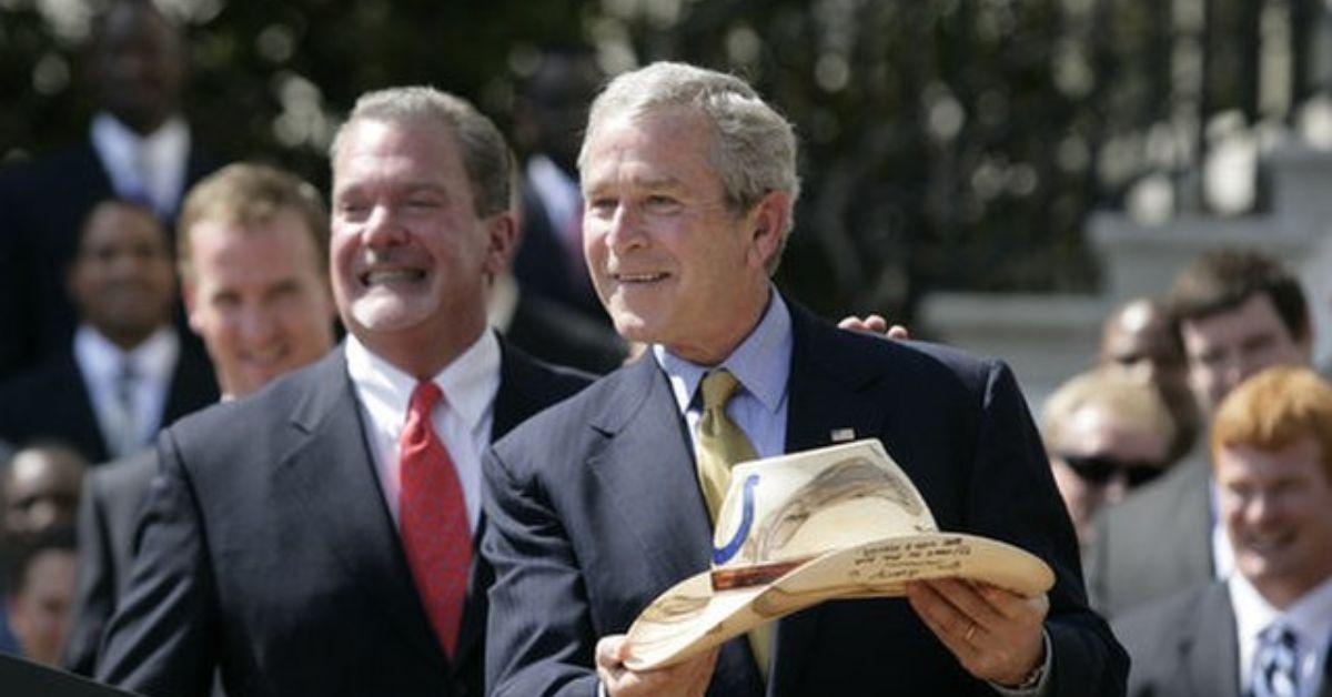 Jim Irsay and George Bush at the White House in 2006.