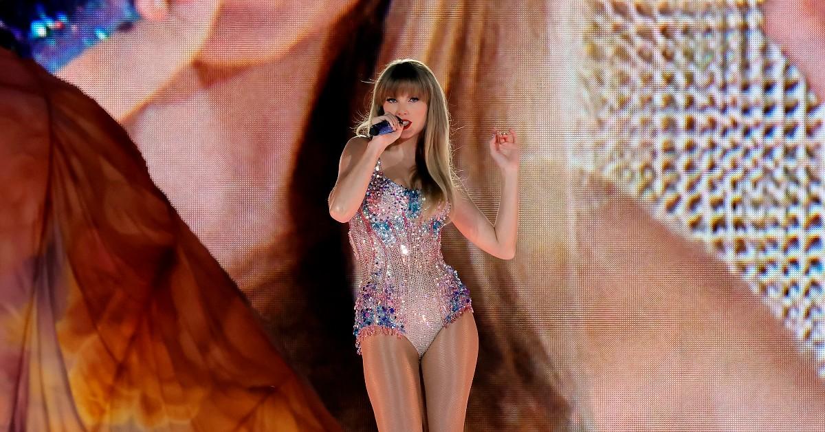 Taylor Swift performs onstage at her 2023 "Eras" tour. 