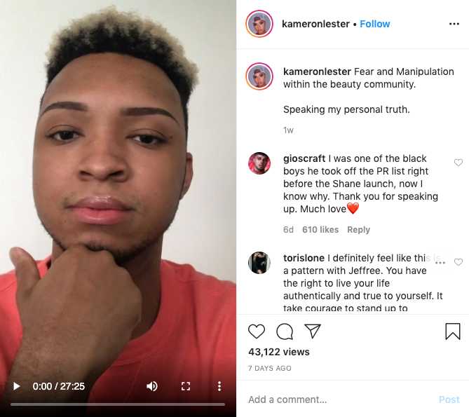 jeffree star kam lester drama