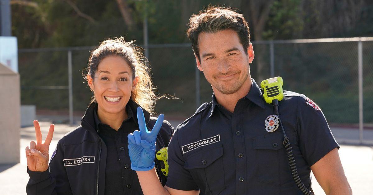 (l-r): Jaina Lee Ortiz as Lt. Herrera and Jay Hayden as Montgomery on 'Station 19'