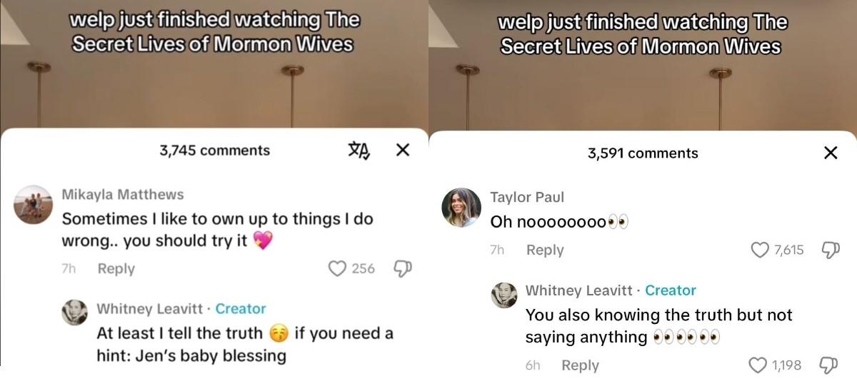 Mikayla and Taylor's comments on Whitney's post