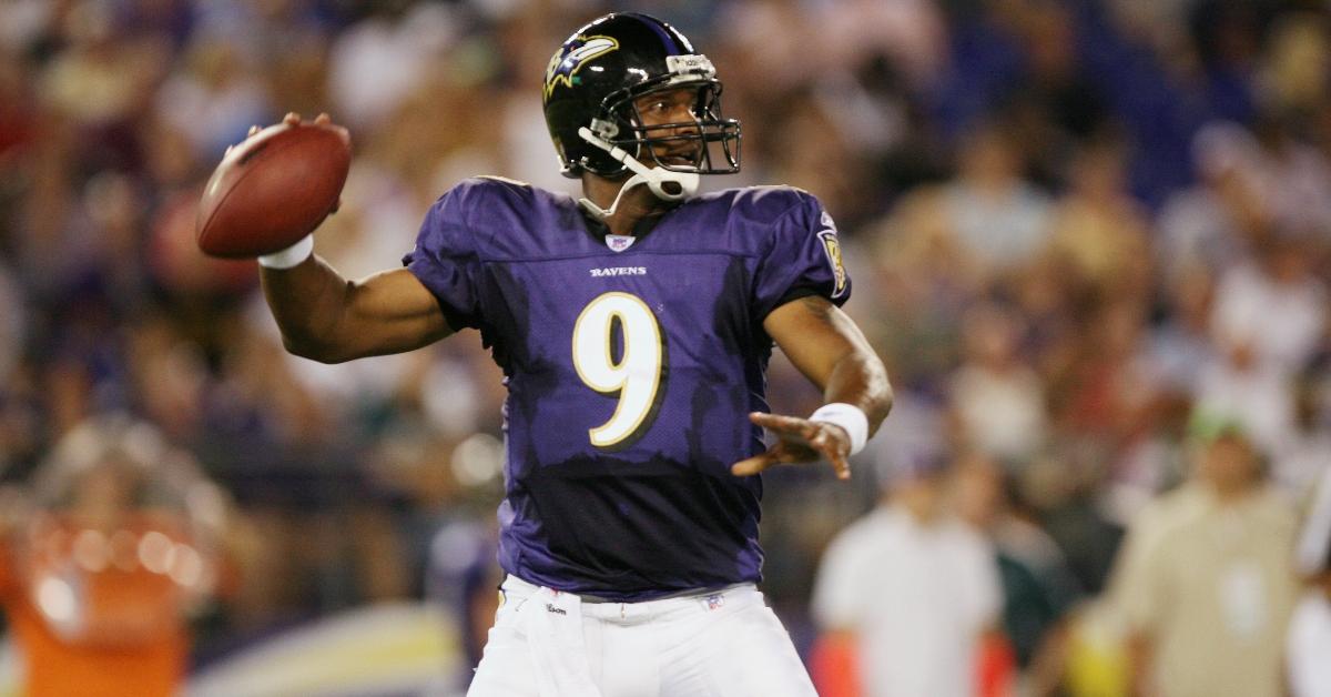 Steve McNair of the Baltimore Ravens passes the ball during the game against the Philadelphia Eagles on Aug. 17, 2006