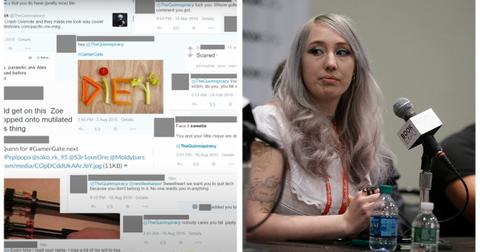 Screenshots of GamerGate Tweets; Zoe Quinn Zoe Quinn at The First Amendment Resistance panel during the BookExpo 2017