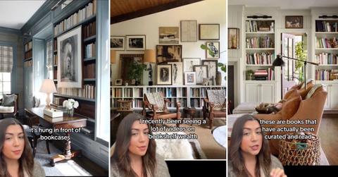 examples of bookshelf wealth on TikTok