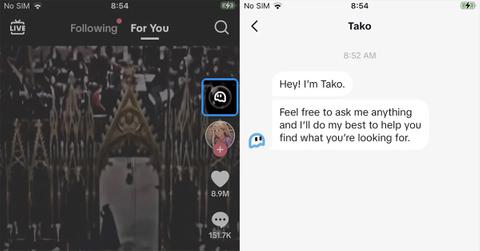 TikTok's Tako feature in the app.