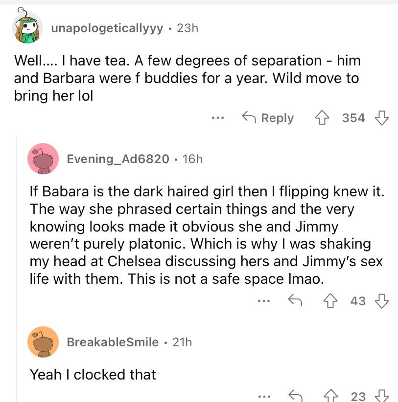 reddit comments jimmy barbara love is blind