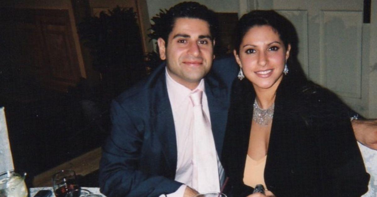 (l-r): Michael Altinel and Jennifer Aydin wearing blazers and jewelry at an event.