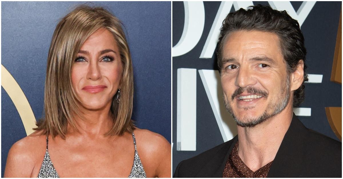 Jennifer Aniston and Pedro Pascal at separate events.