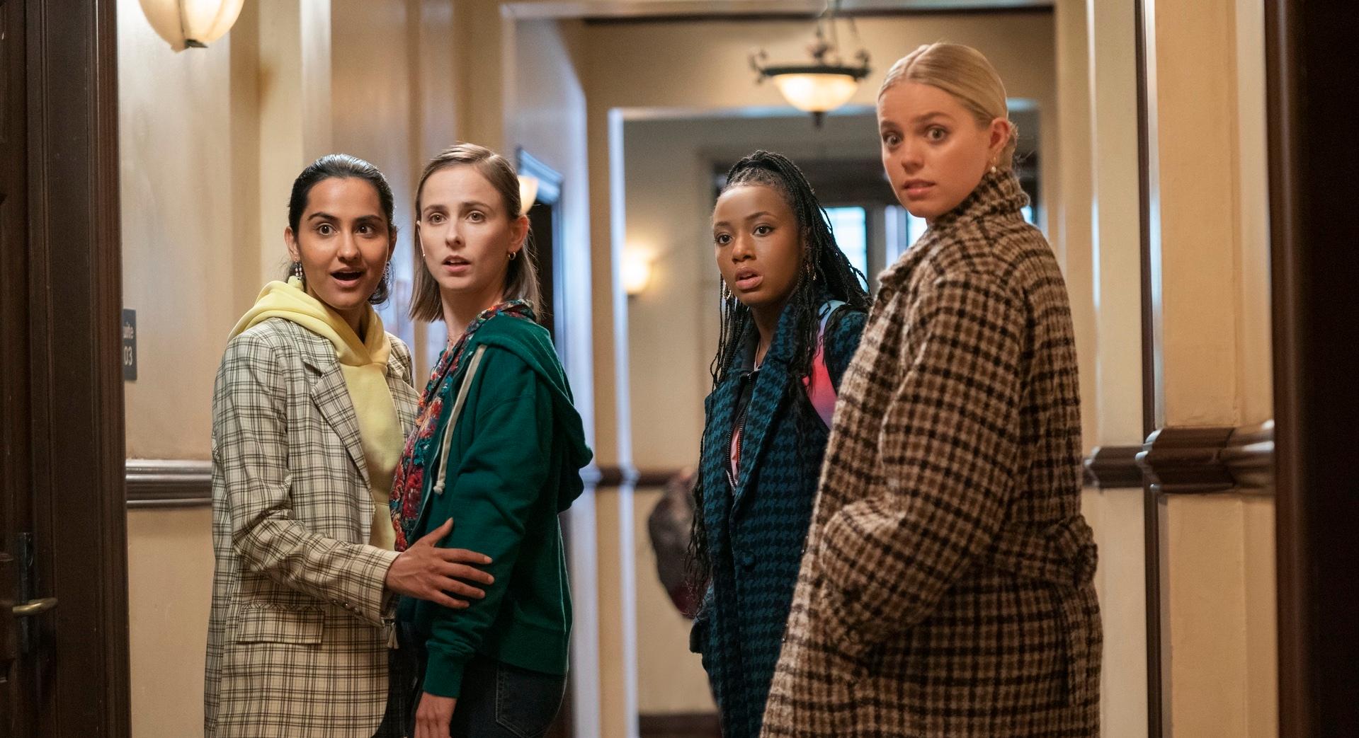 Amrit Kaur, Pauline Chalamet, Alyah Chanelle Scott, and Reneé Rapp in Season 2 of 'The Sex Lives of College Girls'