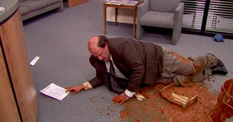 Brian Baumgartner as Kevin in the famous chili scene of 'The Office'