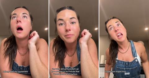 Inspector walks in tenant using bathroom