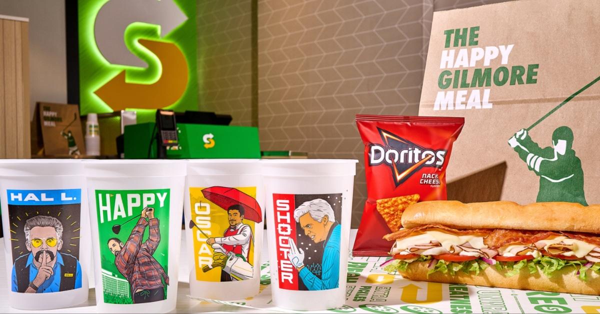 Subway's "Happy Gilmore" collectible cups and meals. 