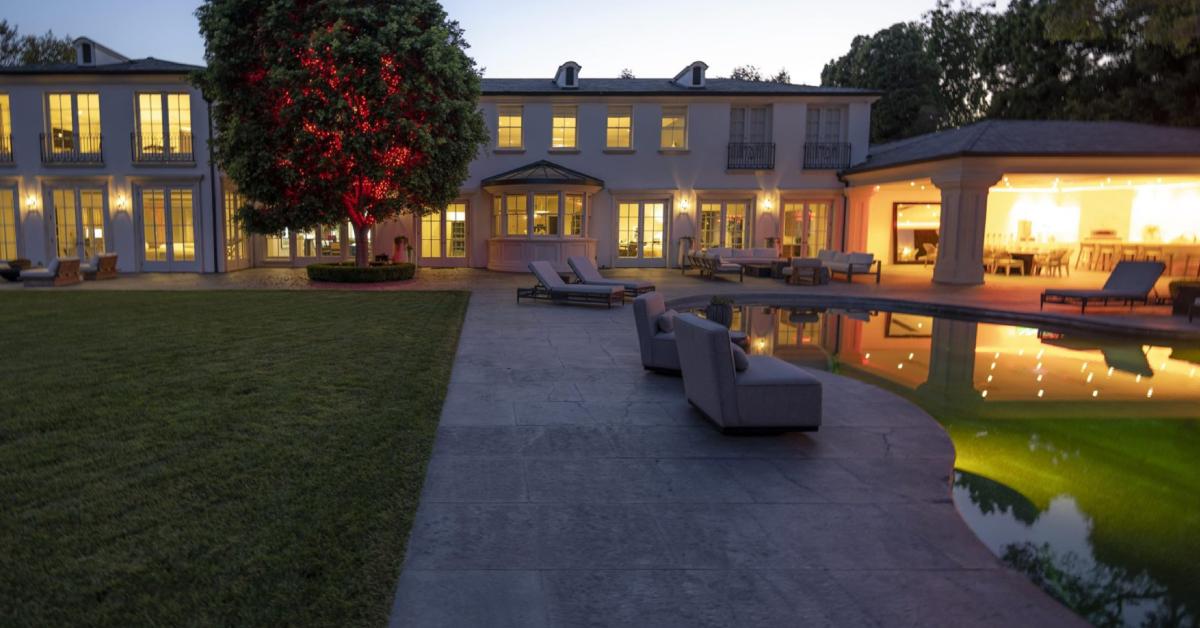 Diddy's backyard and swimming pool at his Beverly Hills mansion.