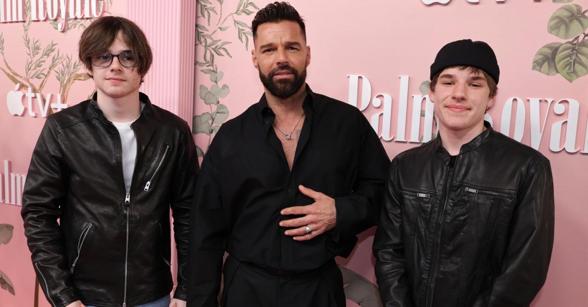 Valentino Martin, Ricky Martin and Matteo Martin attend the world premiere of 'Palm Royale'.