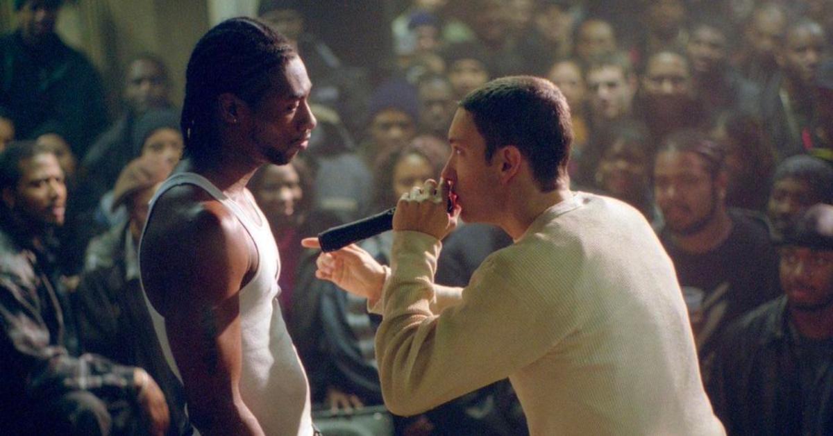 Nashawn Breedlove as Lotto and Eminem as Jimmy in '8 Mile.'