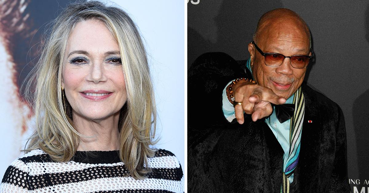 Peggy Lipton and Quincy Jones in two side-by-side images. 