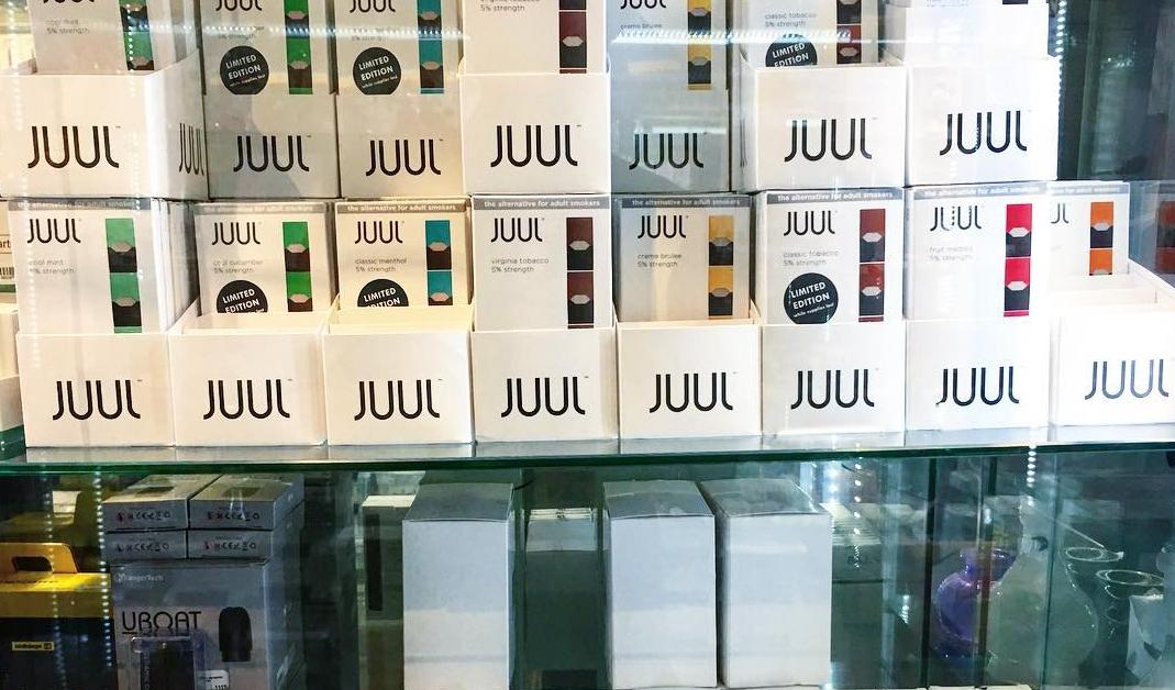 A store display of Juul products. 