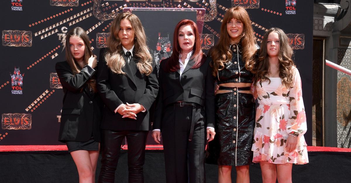 L-R: Finley Lockwood, Lisa Marie Presley, Priscilla Presley, Riley Keough, Harper Lockwood