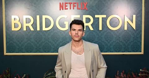 Luke Newton attends the "Bridgerton" Season 3 launch on the grounds of Milton Park Country House on April 21, 2024