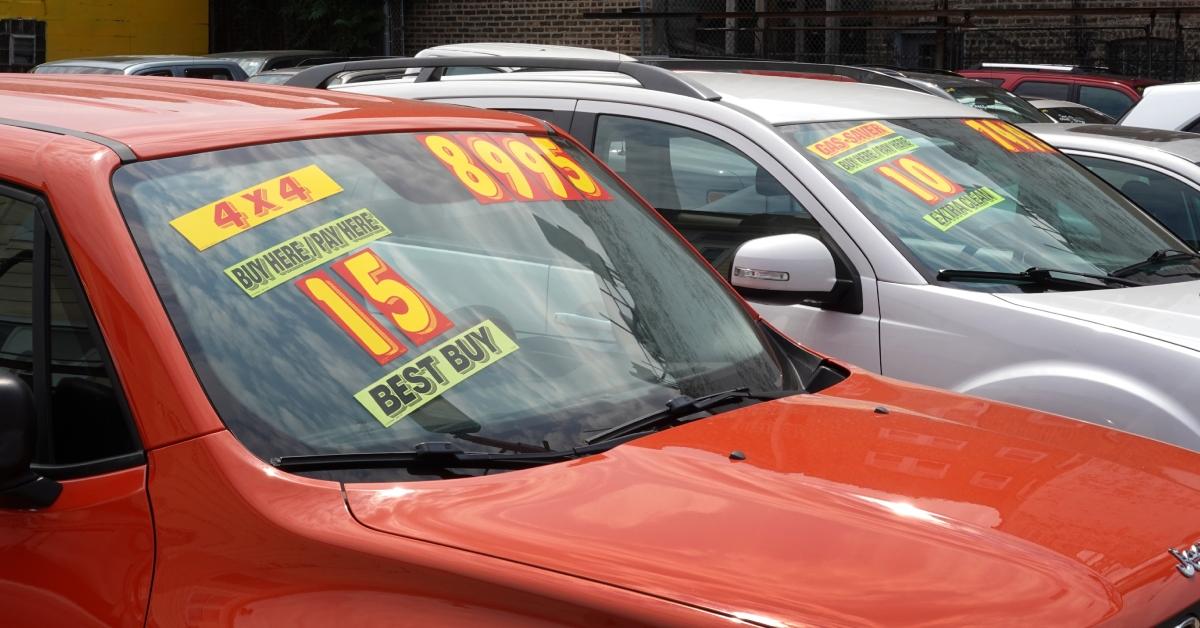 Used cars for sale at a car dealership