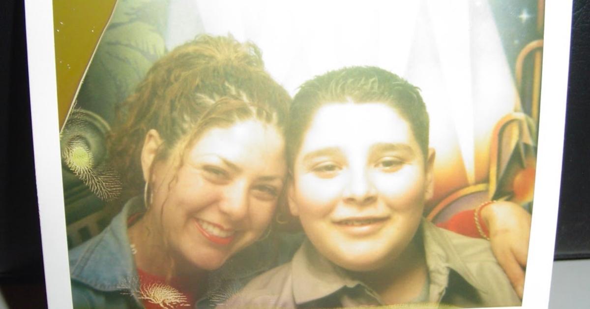 Gavin Arviso and his mom in a Polaroid photo.