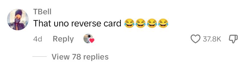 Comment on TikTok about karma