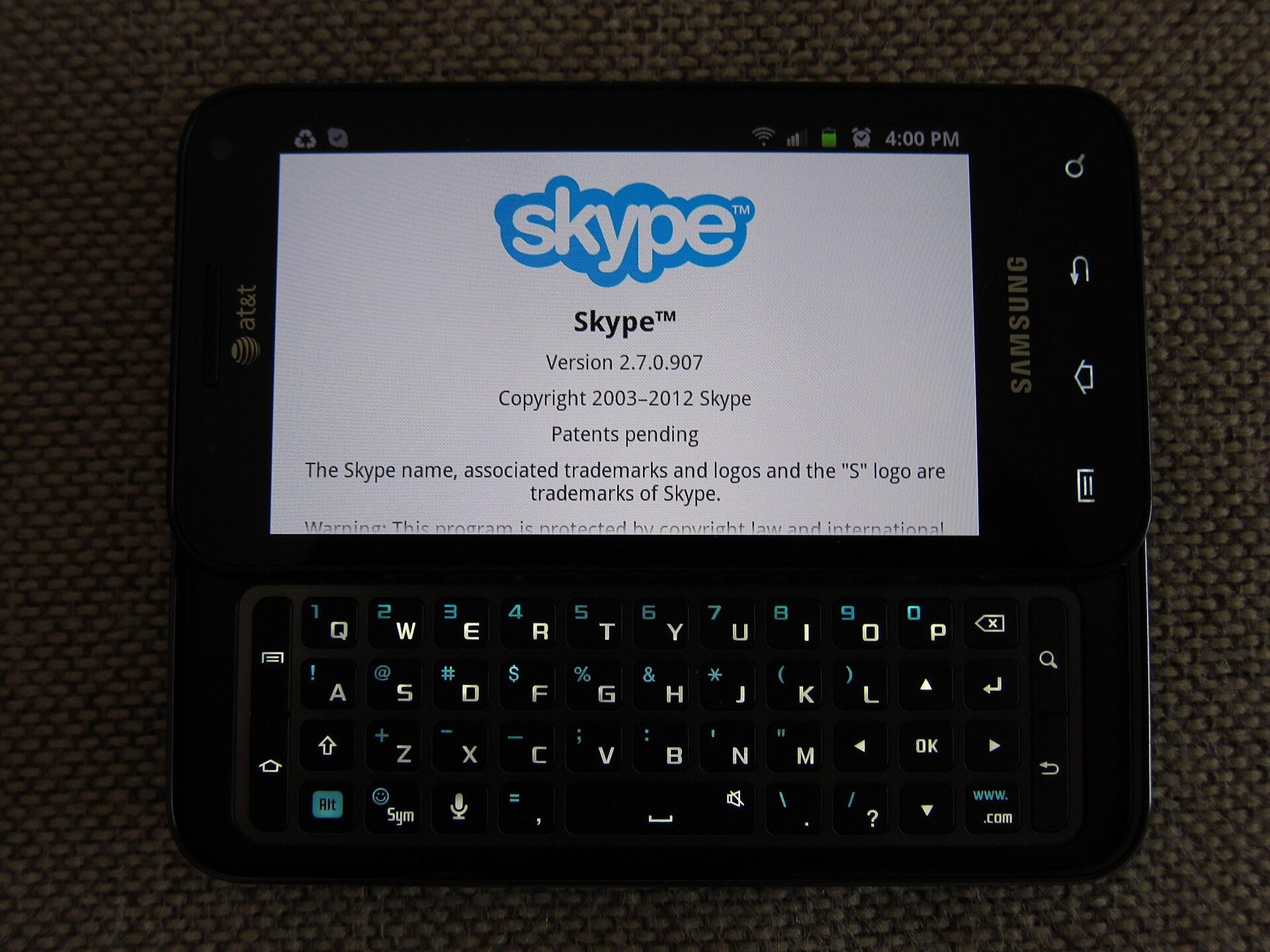 Skype on an old cell phone with qworky keyboard.