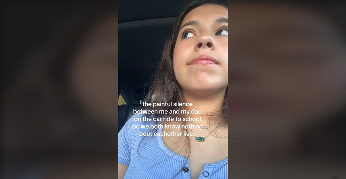 Dad daughter awkward ride to school TikTok