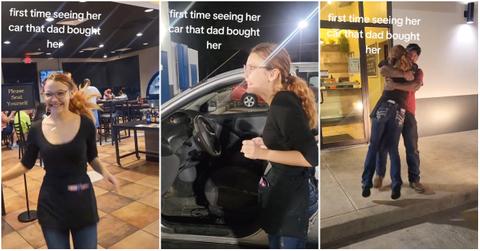 A now-viral video of a grateful daughter who gushes over her first "ugly" car.