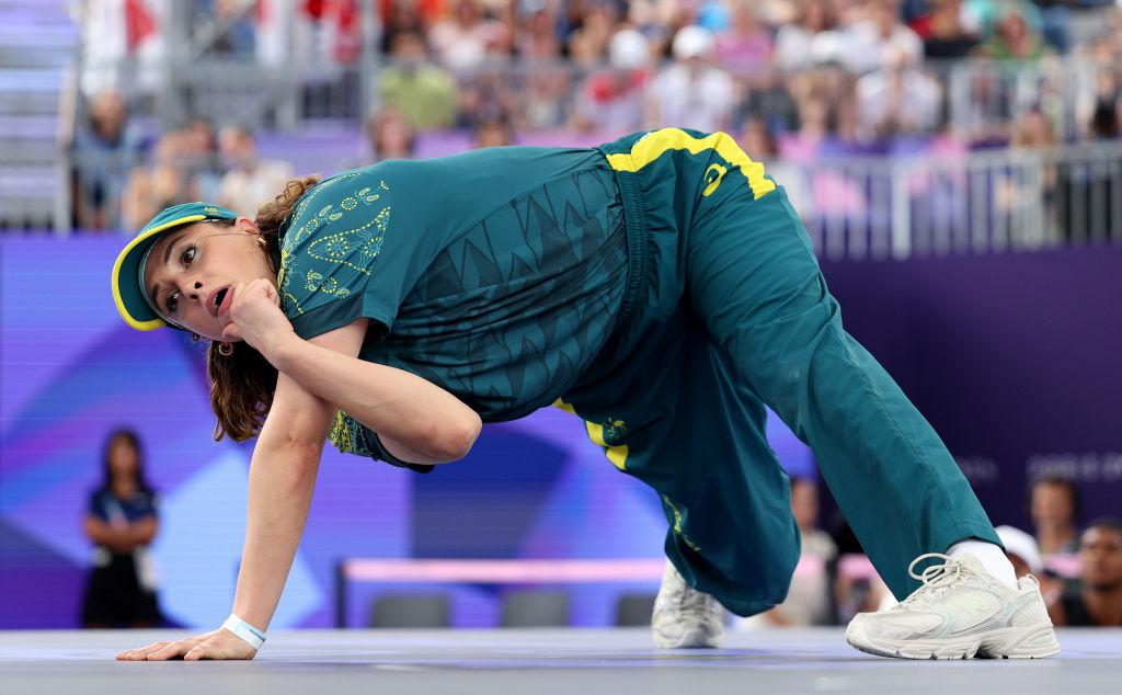 Rachael Gunn, aka Raygun, performing breakdancing at the Olympics