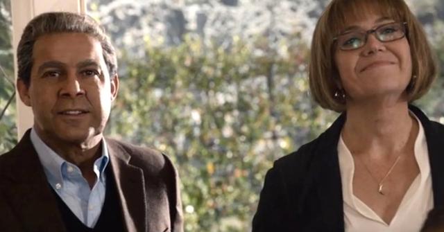 Miguel and Rebecca showing at the doorstep of Kate's house.