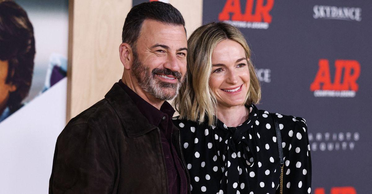 Jimmy Kimmel and his wife at the premiere of 'Air' in 2023. 