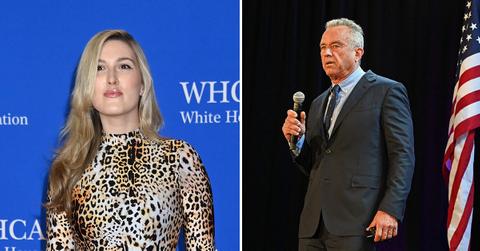 Olivia Nuzzi and RFK Jr. in two side by side images.