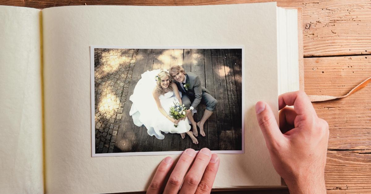 stock photo of a wedding photo album