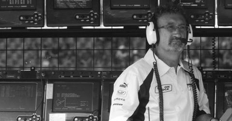 Eddie Jordan with a headset on.