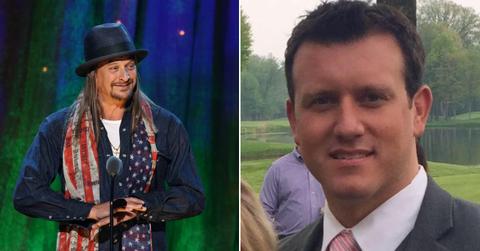 Kid Rock on a stage and his assistant Michael Sacha