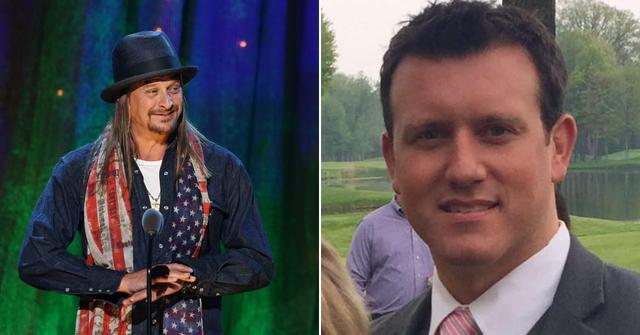 Kid Rock on a stage and his assistant Michael Sacha