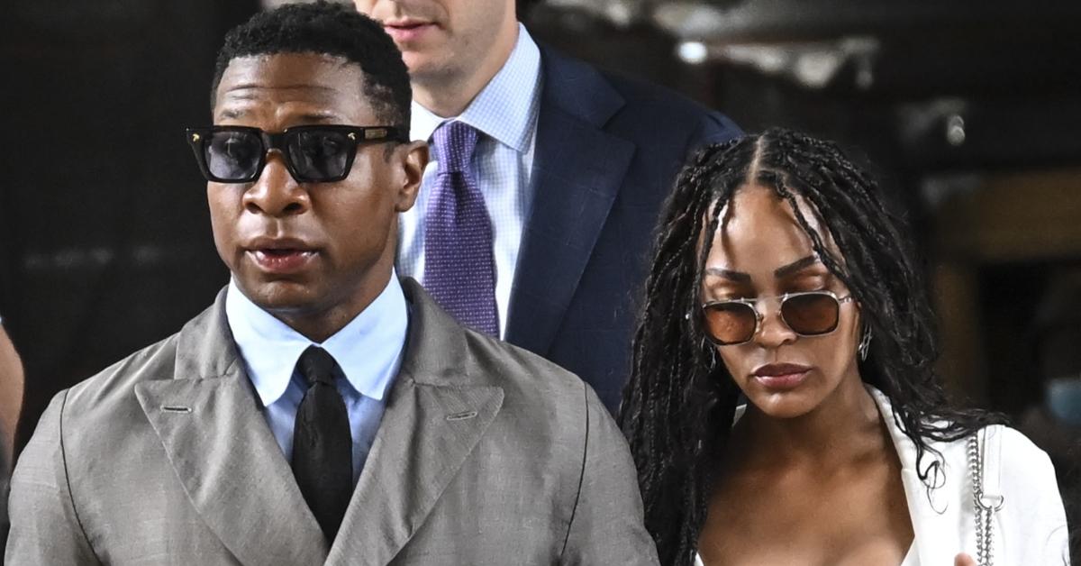 US actor Jonathan Majors leaves Manhattan Criminal Court after his trial which begins on assault charges, in New York, United States on August 03, 2023. (Photo by Fatih Aktas/Anadolu Agency via Getty Images)