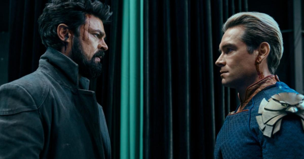 (L-R) Billy Butcher (Karl Urban) and Homelander (Antony Starr) 