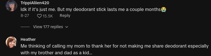 mom demands family share deodorant