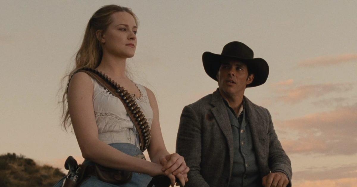 Dolores and Teddy in 'Westworld.'