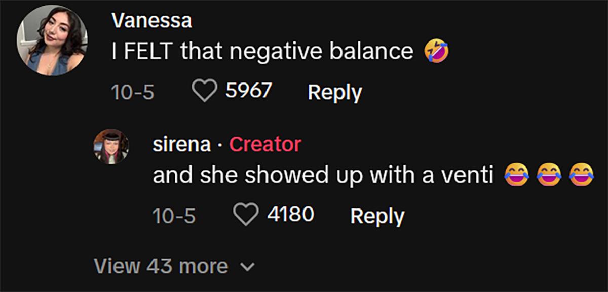 A commenter saying, "I felt that negative balance"