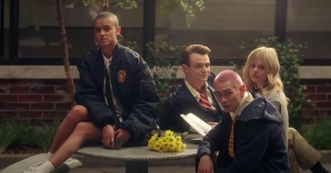 Some of the cast of the 'Gossip Girl' reboot on set.