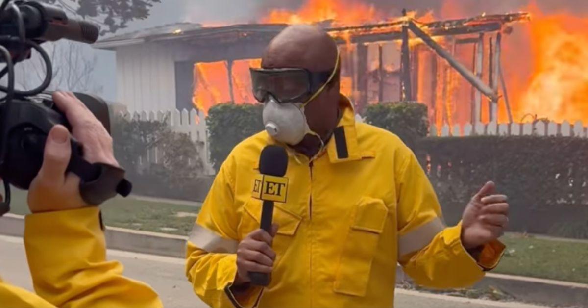 Kevin Frazier covering the L.A. fires for Entertainment Tonight. 