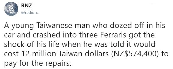 taiwain man ferrari crash