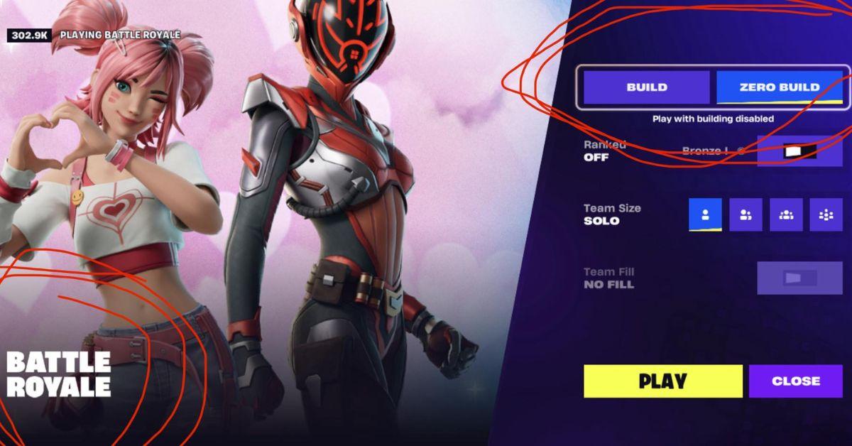 Fortnite Zero Build Menu
