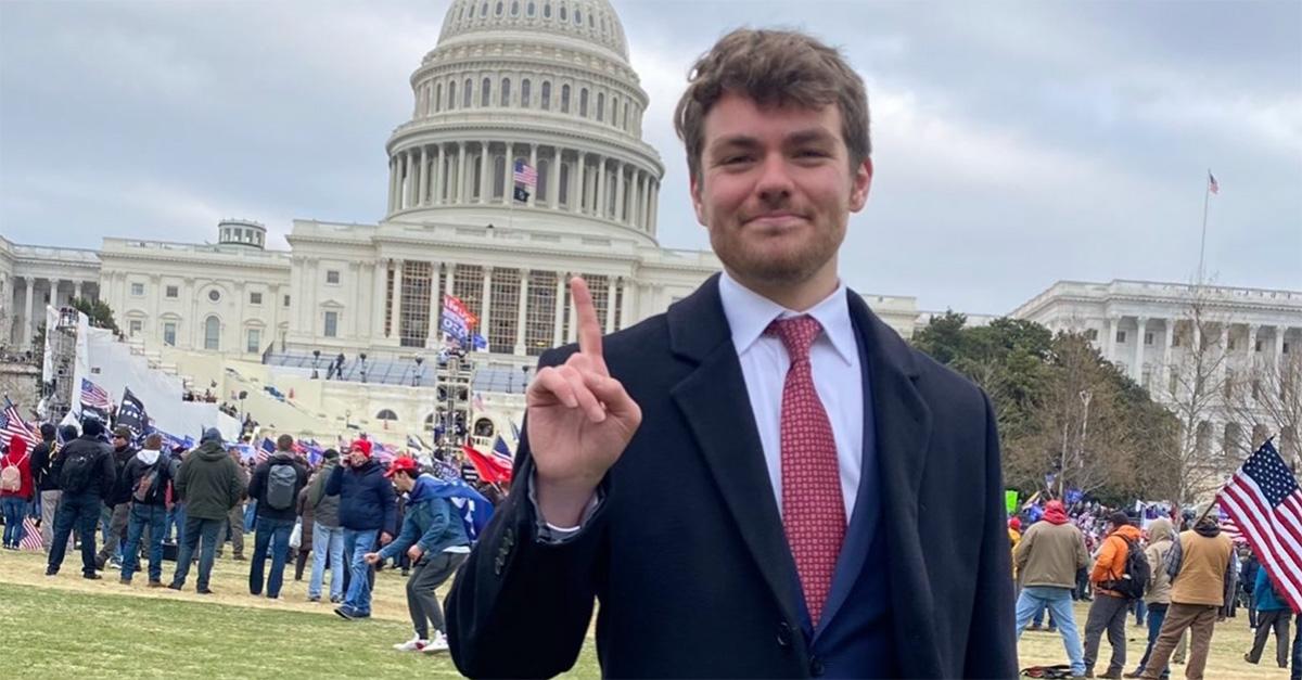 Nick Fuentes at the Capitol on Jan. 6, 2021. 