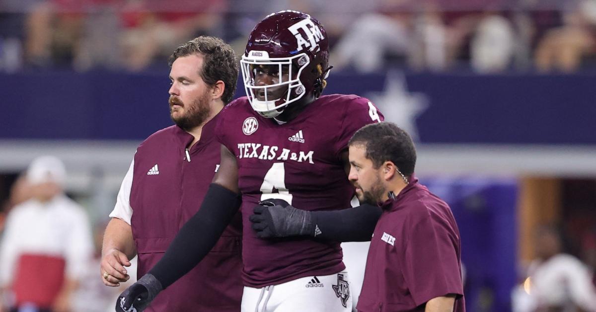 Shemar Stewart on the field during a Texas A&M game.